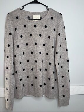 Cynthia Rowley Light Gray Cashmere Polka Dot Sweater